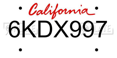 6KDX997 California License Plate