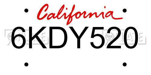 6KDY520 California License Plate