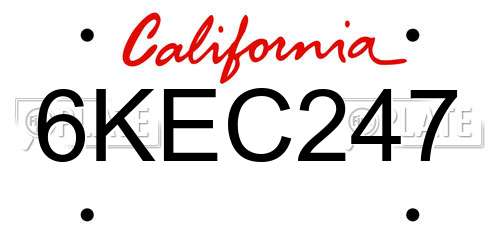 6KEC247 California License Plate