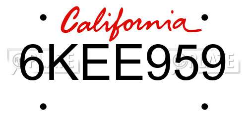 6KEE959 California License Plate