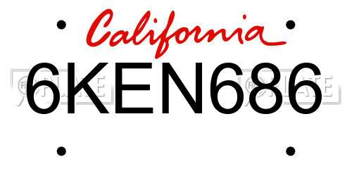 6KEN686 California License Plate