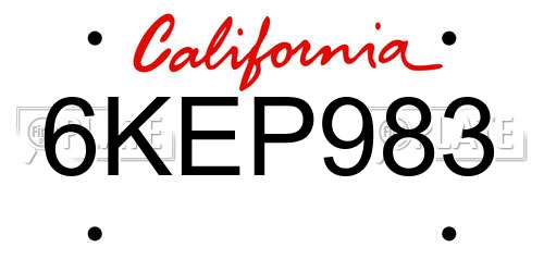 6KEP983 California License Plate