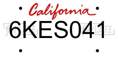 6KES041 California License Plate