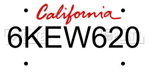 6KEW620 California License Plate