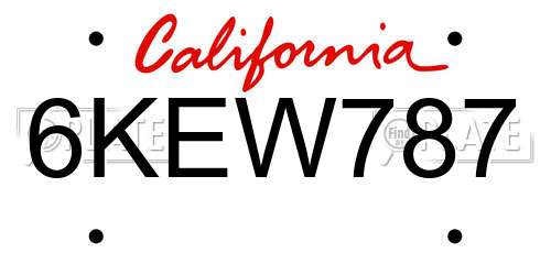 6KEW787 California License Plate