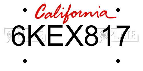 6KEX817 California License Plate