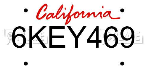 6KEY469 California License Plate