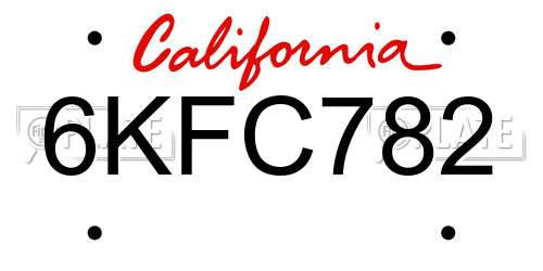 6KFC782 California License Plate