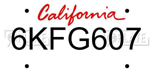 6KFG607 California License Plate