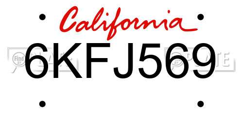6KFJ569 California License Plate