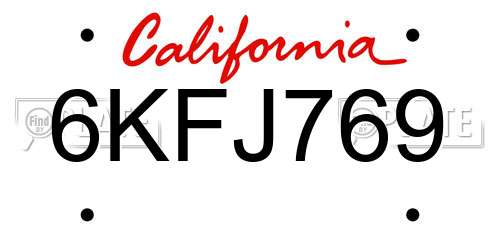 6KFJ769 California License Plate
