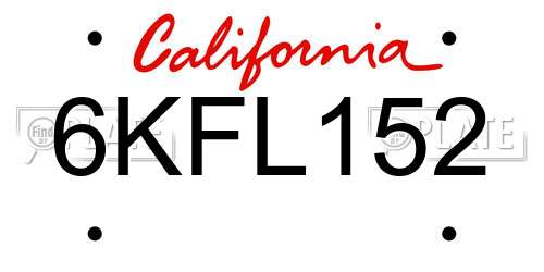 6KFL152 California License Plate