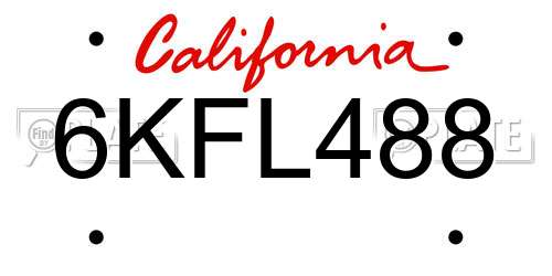 6KFL488 California License Plate