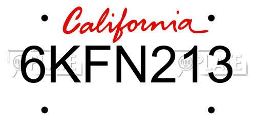6KFN213 California License Plate
