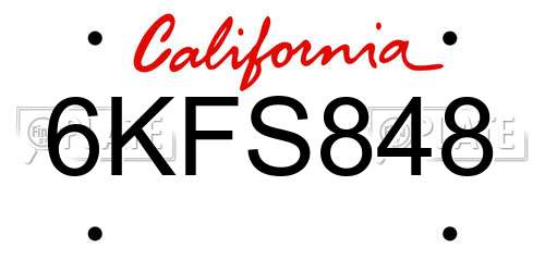 6KFS848 California License Plate