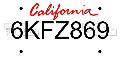 6KFZ869 California License Plate