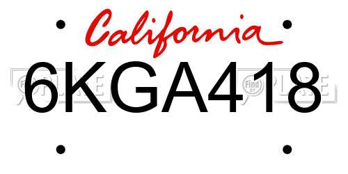 6KGA418 California License Plate