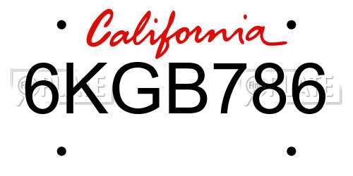 6KGB786 California License Plate