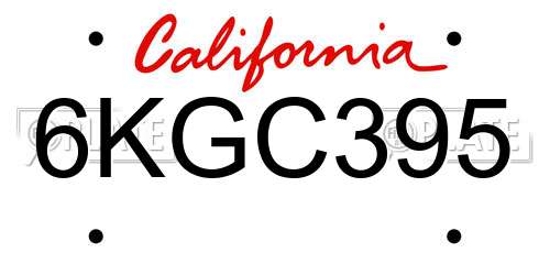 6KGC395 California License Plate