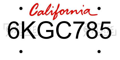 6KGC785 California License Plate