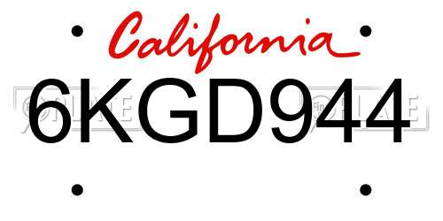 6KGD944 California License Plate