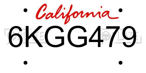 6KGG479 California License Plate