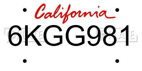 6KGG981 California License Plate