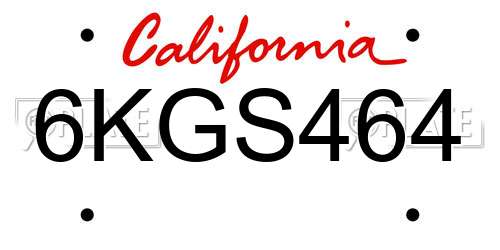 6KGS464 California License Plate