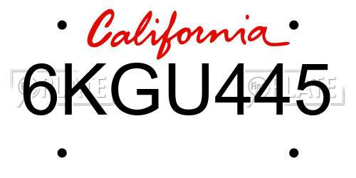 6KGU445 California License Plate