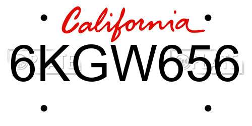 6KGW656 California License Plate
