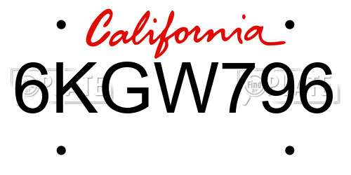 6KGW796 California License Plate