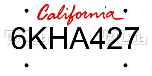6KHA427 California License Plate