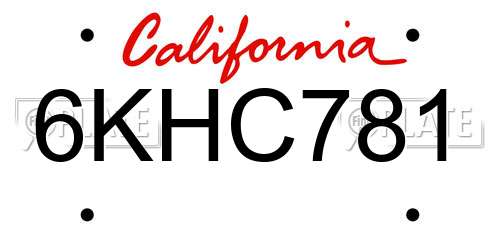6KHC781 California License Plate