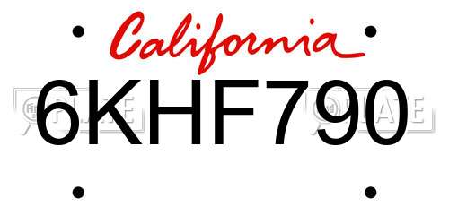 6KHF790 California License Plate