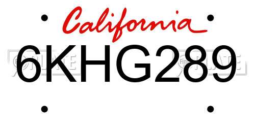 6KHG289 California License Plate
