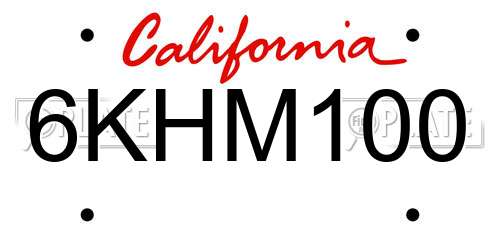 6KHM100 California License Plate