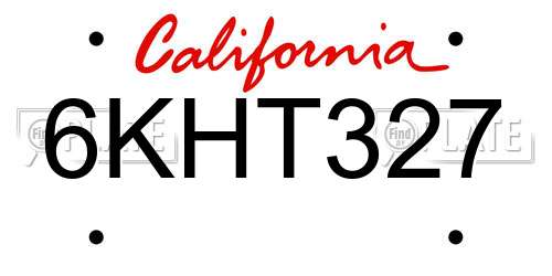 6KHT327 California License Plate