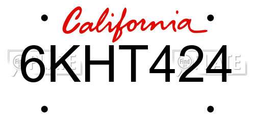 6KHT424 California License Plate