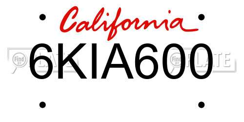6KIA600 California License Plate