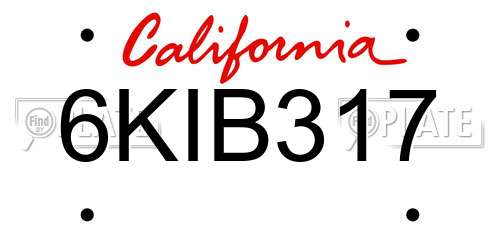 6KIB317 California License Plate
