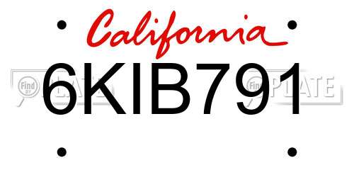 6KIB791 California License Plate