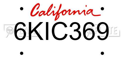 6KIC369 California License Plate