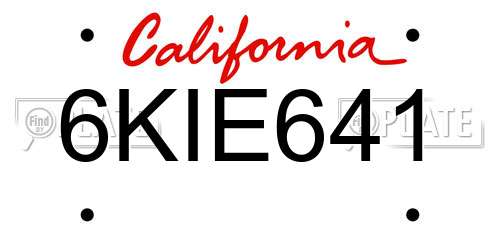 6KIE641 California License Plate