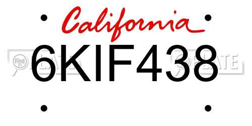 6KIF438 California License Plate