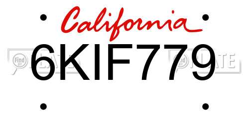 6KIF779 California License Plate