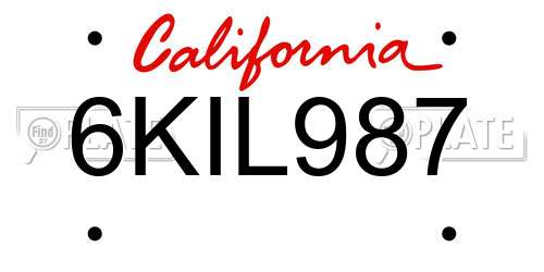 6KIL987 California License Plate
