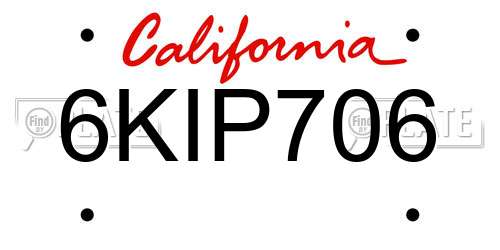 6KIP706 California License Plate