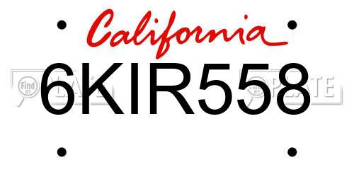 6KIR558 California License Plate