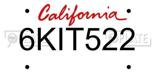 6KIT522 California License Plate