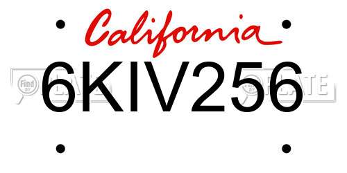 6KIV256 California License Plate